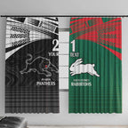 Custom Rabbitohs-Panthers Window Curtain NRL Tribal Half Style