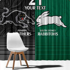 Custom Rabbitohs-Panthers Window Curtain NRL Tribal Half Style