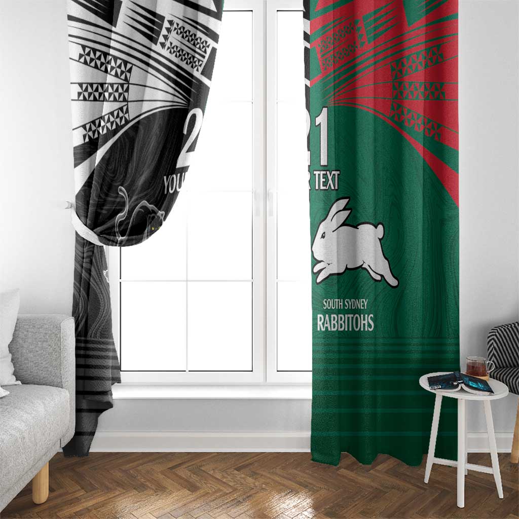 Custom Rabbitohs-Panthers Window Curtain NRL Tribal Half Style