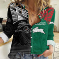 Custom Rabbitohs-Panthers Women Casual Shirt NRL Tribal Half Style