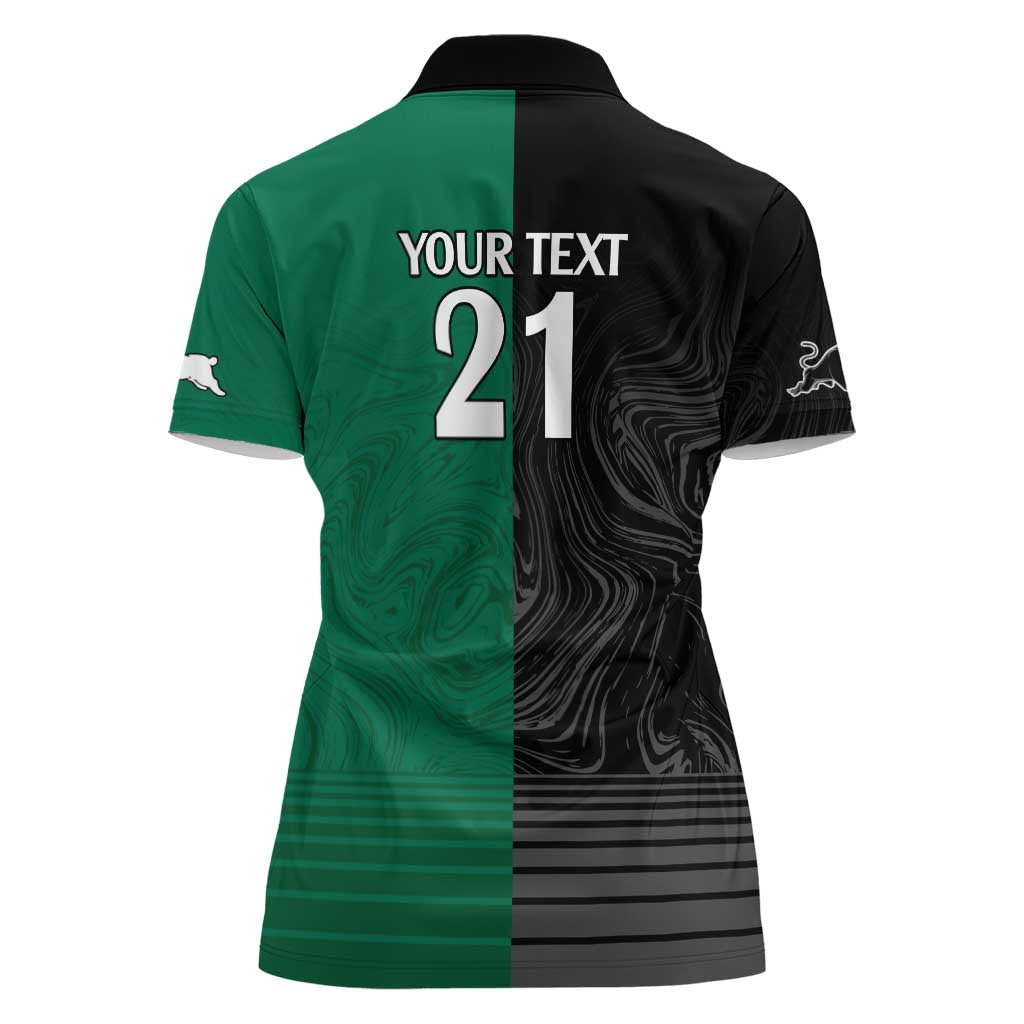 Custom Rabbitohs-Panthers Women Polo Shirt NRL Tribal Half Style