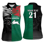 Custom Rabbitohs-Panthers Women Sleeveless Polo Shirt NRL Tribal Half Style