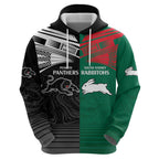 Custom Rabbitohs-Panthers Zip Hoodie NRL Tribal Half Style