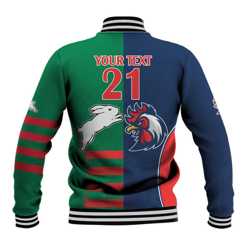 Custom Roosters-Rabbitohs Baseball Jacket NRL Tribal Half Style