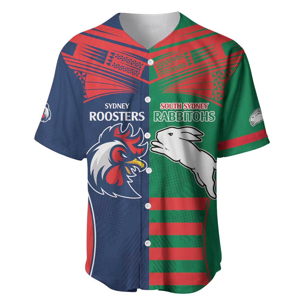 Custom Roosters-Rabbitohs Baseball Jersey NRL Tribal Half Style