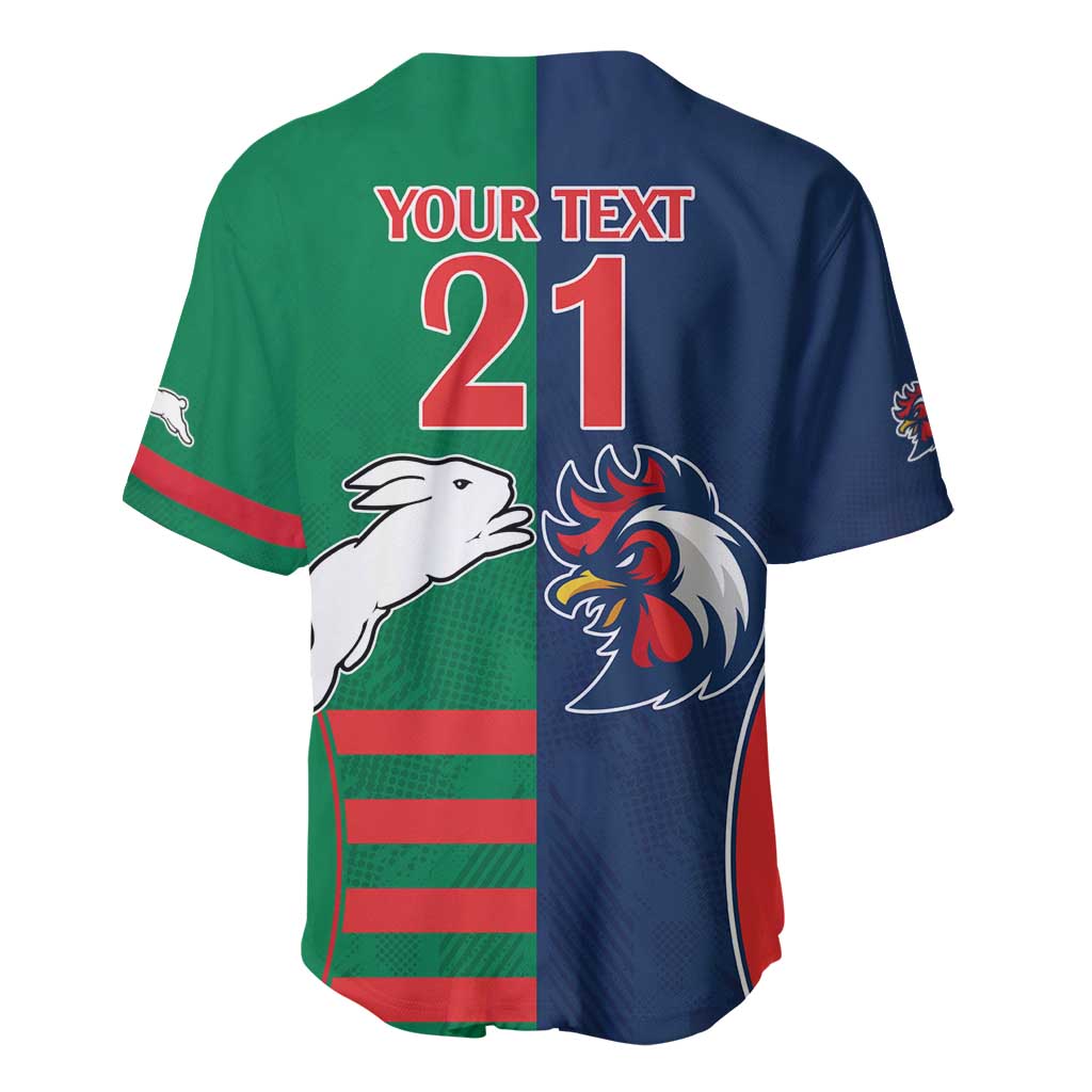 Custom Roosters-Rabbitohs Baseball Jersey NRL Tribal Half Style