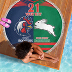 Custom Roosters-Rabbitohs Beach Blanket NRL Tribal Half Style