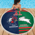 Custom Roosters-Rabbitohs Beach Blanket NRL Tribal Half Style