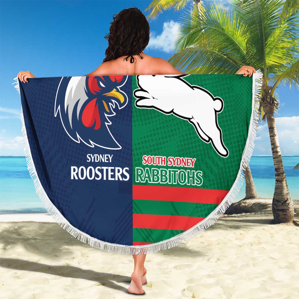 Custom Roosters-Rabbitohs Beach Blanket NRL Tribal Half Style