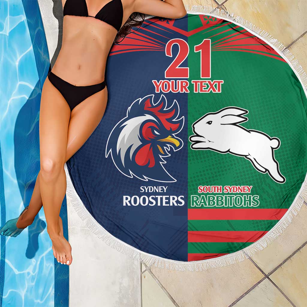 Custom Roosters-Rabbitohs Beach Blanket NRL Tribal Half Style