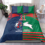 Custom Roosters-Rabbitohs Bedding Set NRL Tribal Half Style