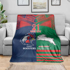 Custom Roosters-Rabbitohs Blanket NRL Tribal Half Style