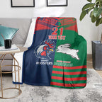 Custom Roosters-Rabbitohs Blanket NRL Tribal Half Style