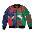 Custom Roosters-Rabbitohs Bomber Jacket NRL Tribal Half Style