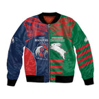 Custom Roosters-Rabbitohs Bomber Jacket NRL Tribal Half Style