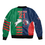 Custom Roosters-Rabbitohs Bomber Jacket NRL Tribal Half Style