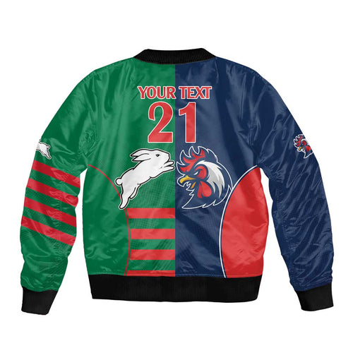 Custom Roosters-Rabbitohs Bomber Jacket NRL Tribal Half Style