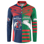 Custom Roosters-Rabbitohs Button Sweatshirt NRL Tribal Half Style