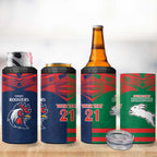 Custom Roosters-Rabbitohs 4 in 1 Can Cooler Tumbler NRL Tribal Half Style