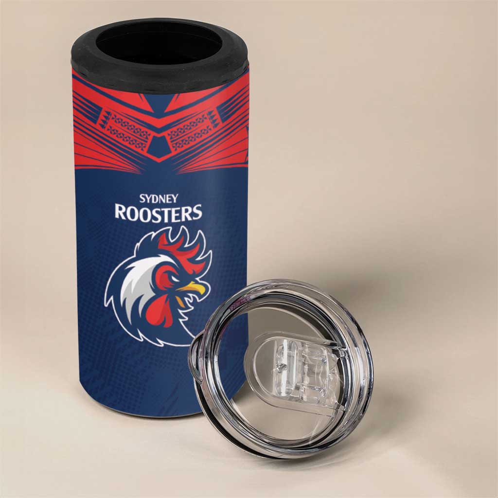 Custom Roosters-Rabbitohs 4 in 1 Can Cooler Tumbler NRL Tribal Half Style