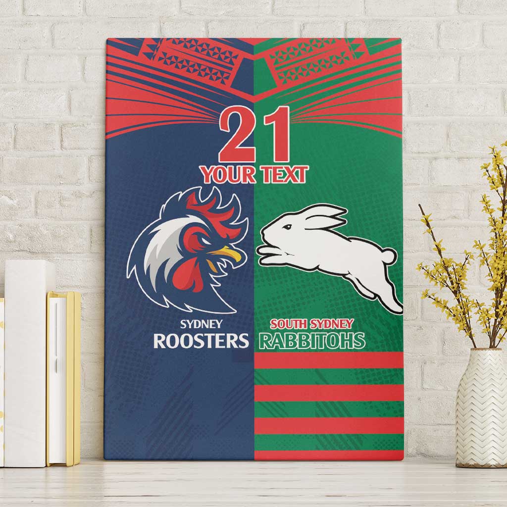 Custom Roosters-Rabbitohs Canvas Wall Art NRL Tribal Half Style