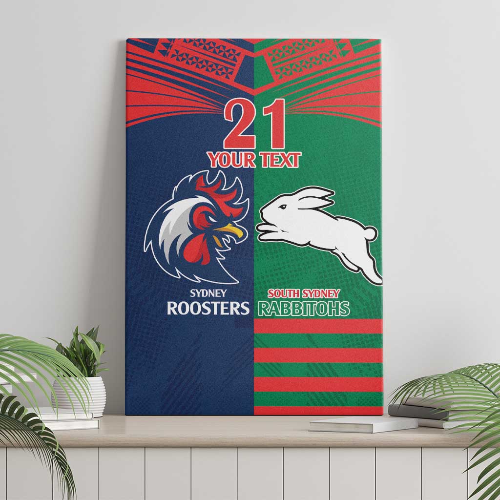 Custom Roosters-Rabbitohs Canvas Wall Art NRL Tribal Half Style
