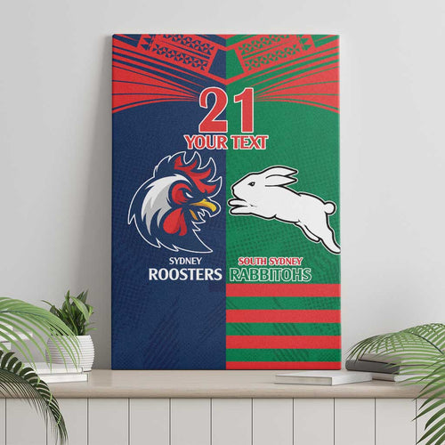 Custom Roosters-Rabbitohs Canvas Wall Art NRL Tribal Half Style