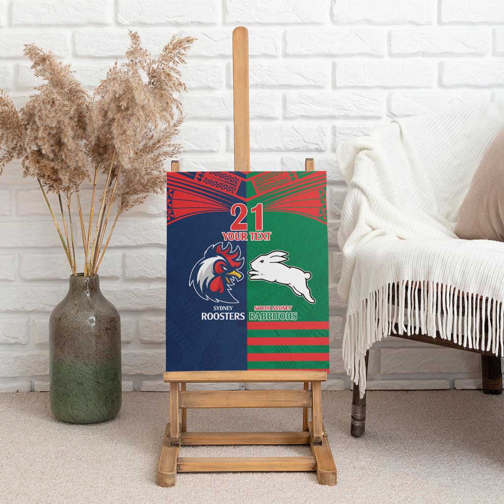 Custom Roosters-Rabbitohs Canvas Wall Art NRL Tribal Half Style