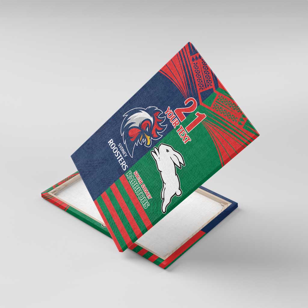 Custom Roosters-Rabbitohs Canvas Wall Art NRL Tribal Half Style