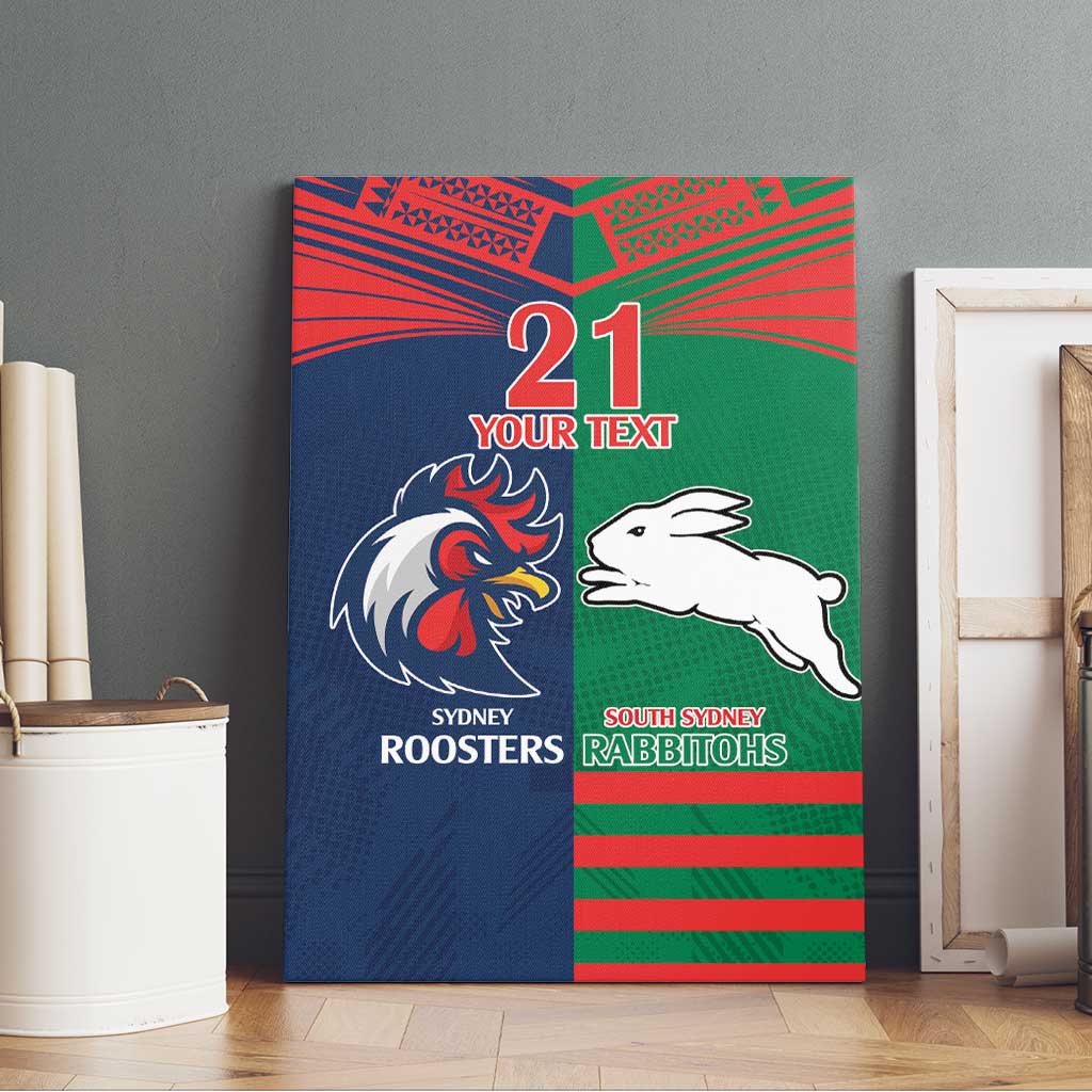 Custom Roosters-Rabbitohs Canvas Wall Art NRL Tribal Half Style