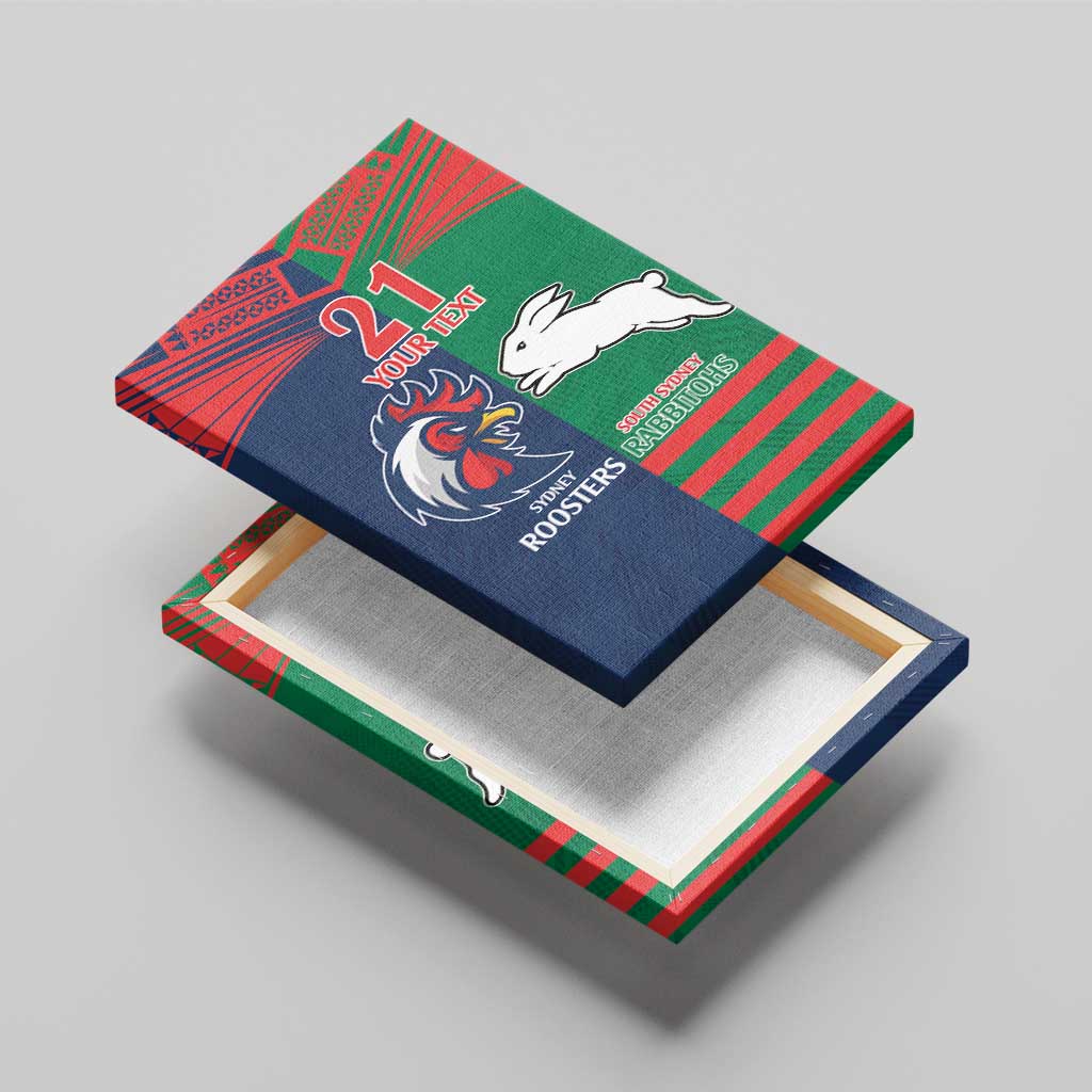 Custom Roosters-Rabbitohs Canvas Wall Art NRL Tribal Half Style