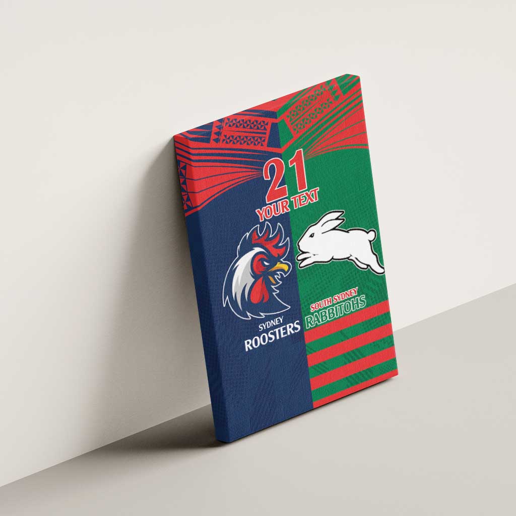 Custom Roosters-Rabbitohs Canvas Wall Art NRL Tribal Half Style