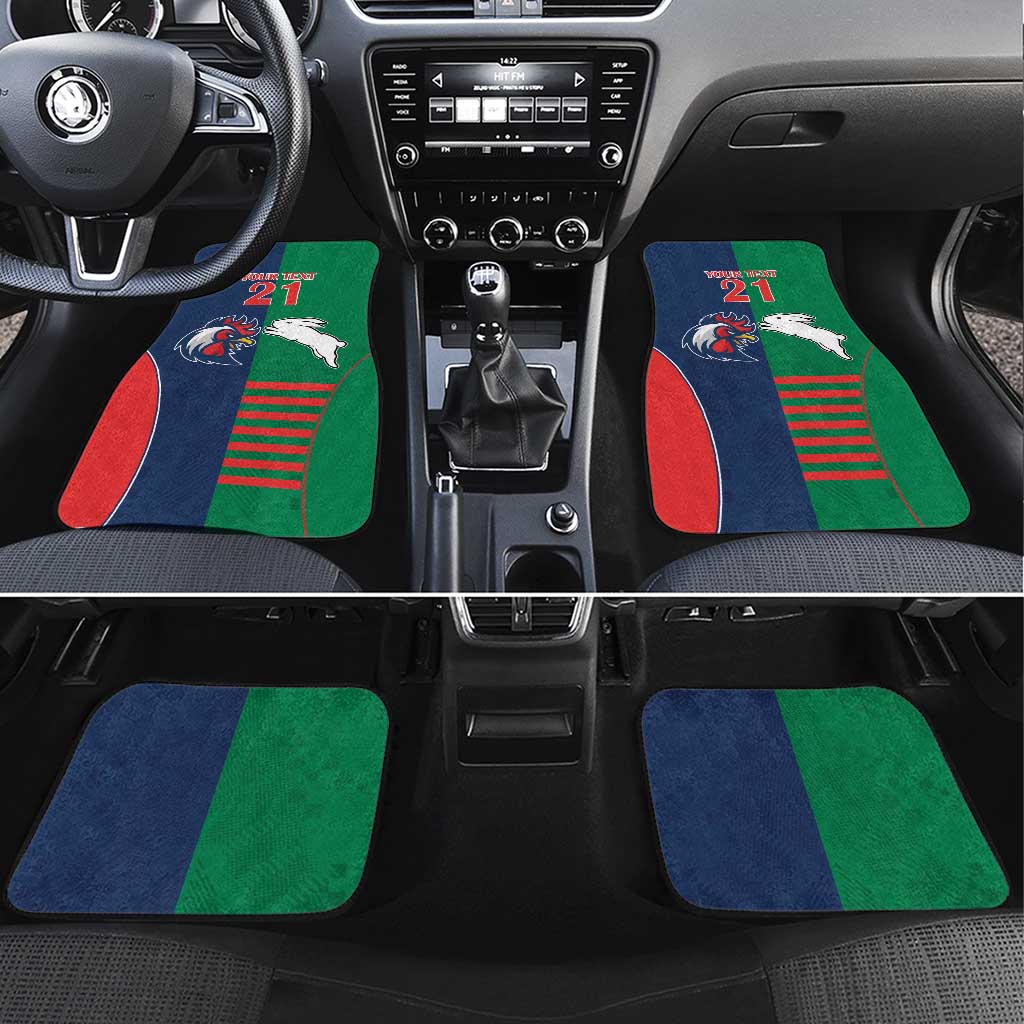 Custom Roosters-Rabbitohs Car Mats NRL Tribal Half Style