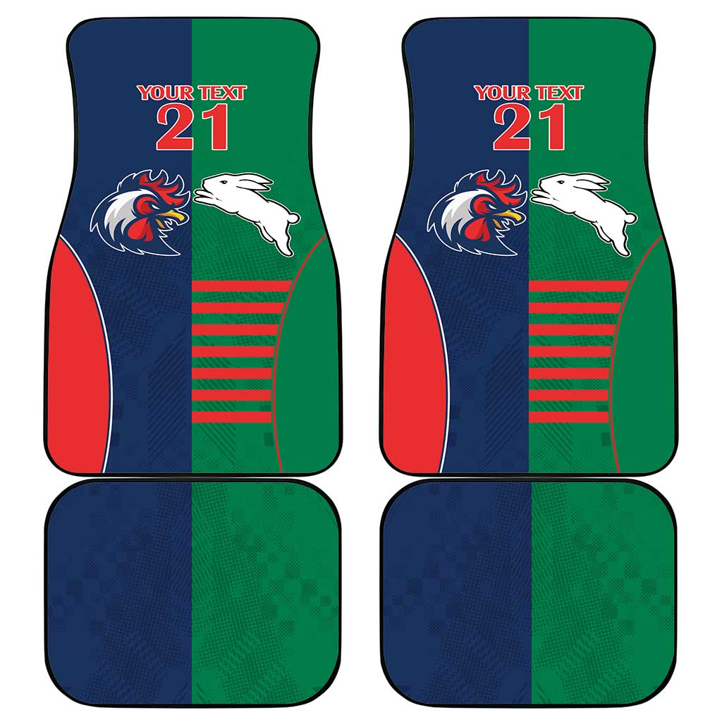 Custom Roosters-Rabbitohs Car Mats NRL Tribal Half Style