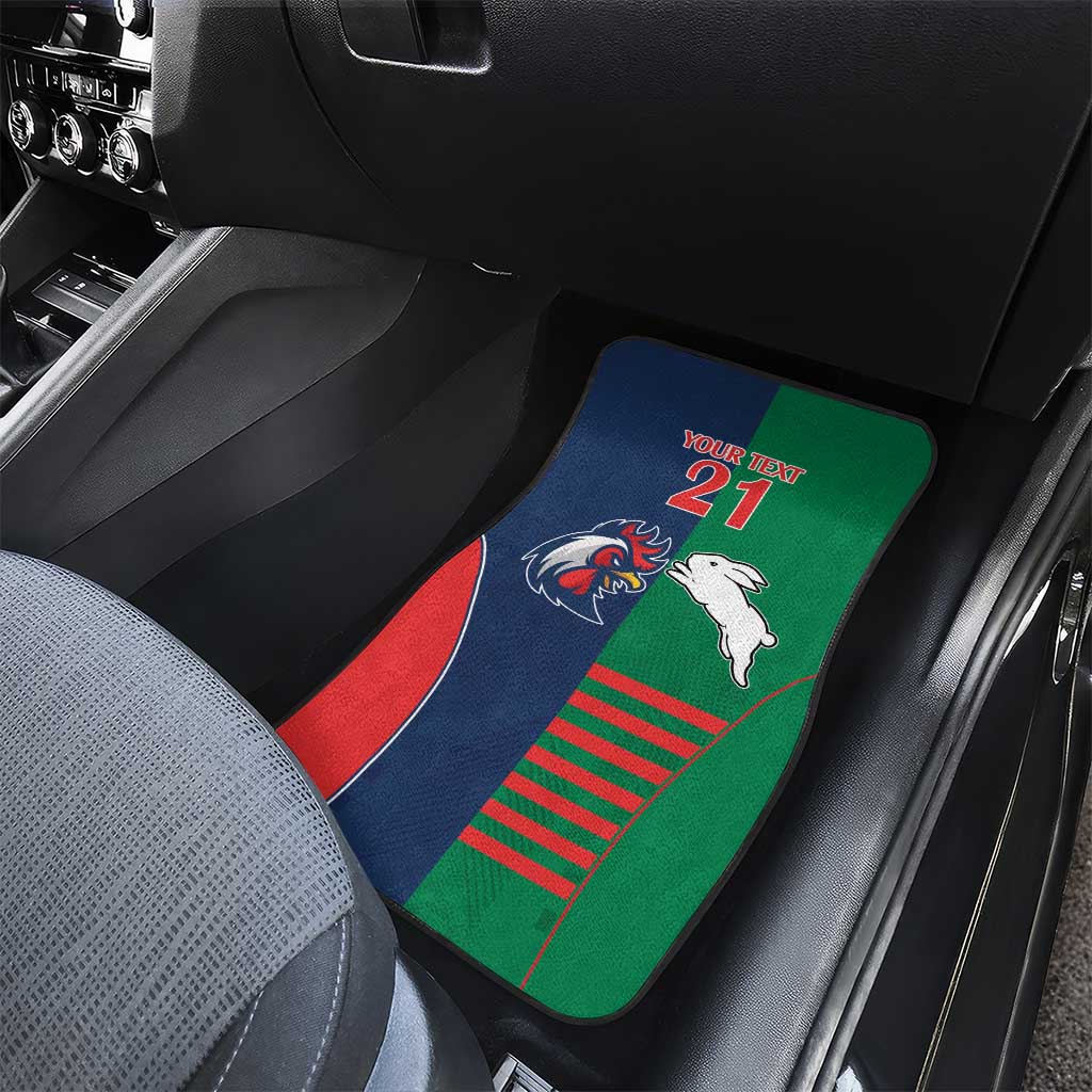 Custom Roosters-Rabbitohs Car Mats NRL Tribal Half Style