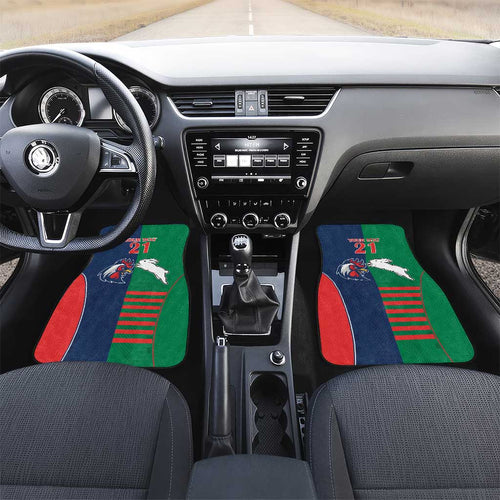 Custom Roosters-Rabbitohs Car Mats NRL Tribal Half Style