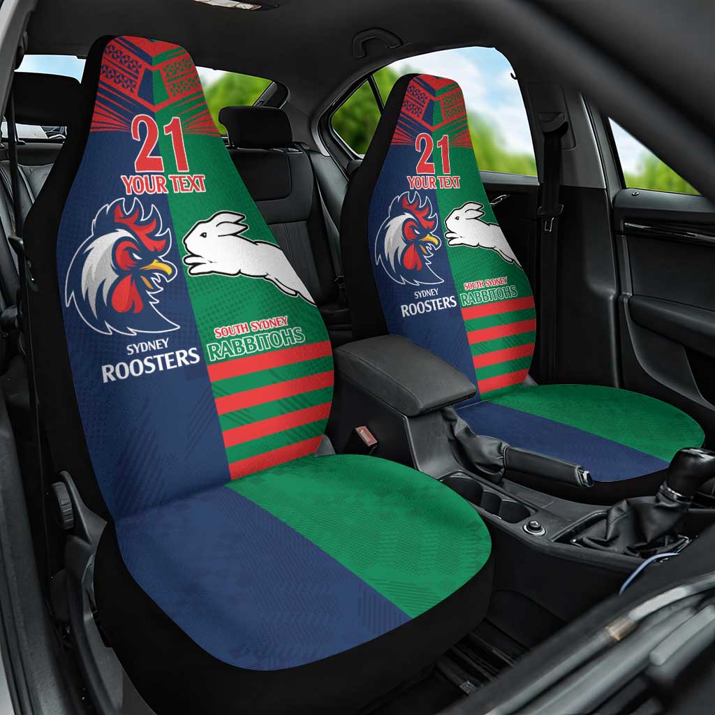Custom Roosters-Rabbitohs Car Seat Cover NRL Tribal Half Style