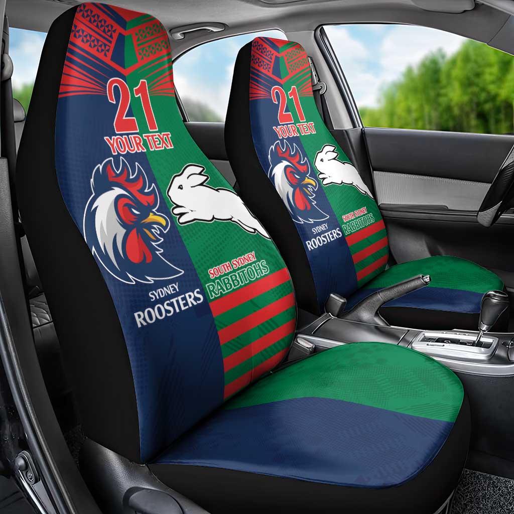 Custom Roosters-Rabbitohs Car Seat Cover NRL Tribal Half Style