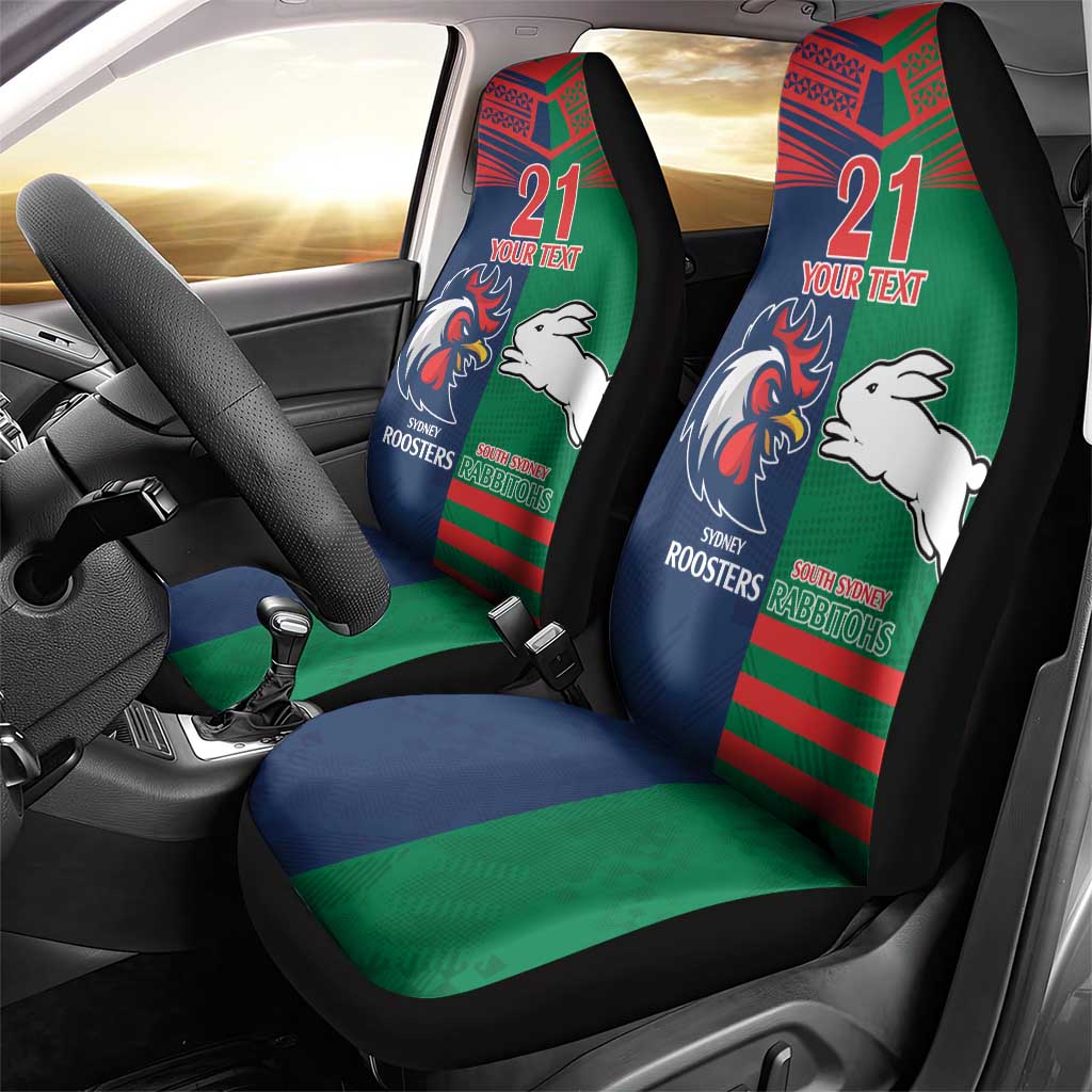 Custom Roosters-Rabbitohs Car Seat Cover NRL Tribal Half Style