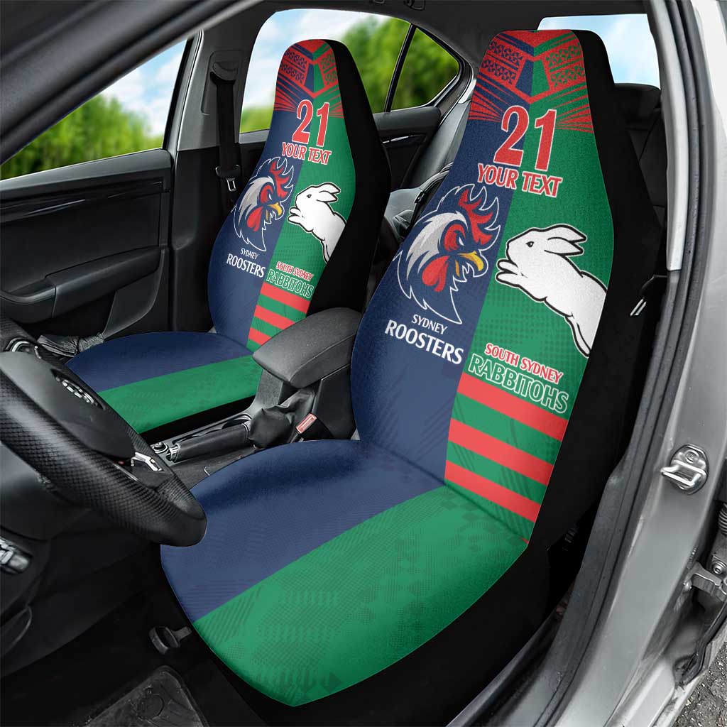 Custom Roosters-Rabbitohs Car Seat Cover NRL Tribal Half Style