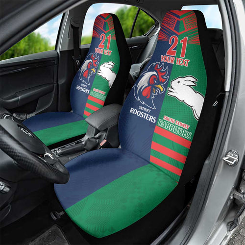 Custom Roosters-Rabbitohs Car Seat Cover NRL Tribal Half Style