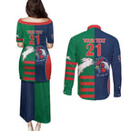 Custom Roosters-Rabbitohs Couples Matching Puletasi and Long Sleeve Button Shirt NRL Tribal Half Style