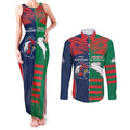 Custom Roosters-Rabbitohs Couples Matching Tank Maxi Dress and Long Sleeve Button Shirt NRL Tribal Half Style