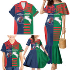 Custom Roosters-Rabbitohs Family Matching Mermaid Dress and Hawaiian Shirt NRL Tribal Half Style