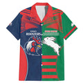 Custom Roosters-Rabbitohs Family Matching Mermaid Dress and Hawaiian Shirt NRL Tribal Half Style