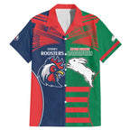 Custom Roosters-Rabbitohs Family Matching Mermaid Dress and Hawaiian Shirt NRL Tribal Half Style