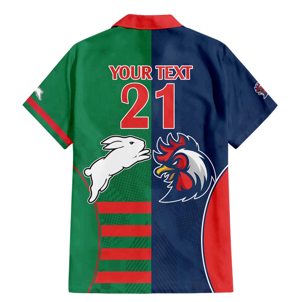 Custom Roosters-Rabbitohs Family Matching Mermaid Dress and Hawaiian Shirt NRL Tribal Half Style