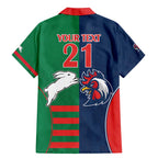 Custom Roosters-Rabbitohs Family Matching Mermaid Dress and Hawaiian Shirt NRL Tribal Half Style