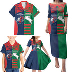 Custom Roosters-Rabbitohs Family Matching Puletasi and Hawaiian Shirt NRL Tribal Half Style