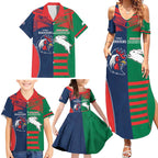 Custom Roosters-Rabbitohs Family Matching Summer Maxi Dress and Hawaiian Shirt NRL Tribal Half Style